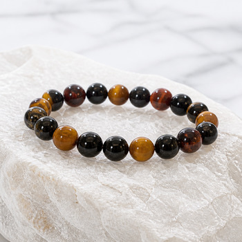Jewellery Sets: Obsidian and Tigers eye Pendant Bracelet Earring Gold