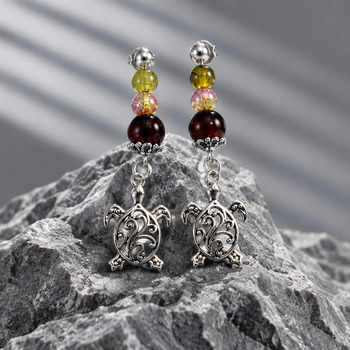 Earrings: Dragons Vein and Red Tigers eye Crackled glass Silver