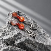Carnelian and orange cats eye and dyed glass
