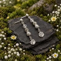 Grey Labradorite crackled quartz  Silver