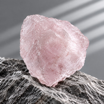 Lighting: Raw Rose Quartz on white led  light