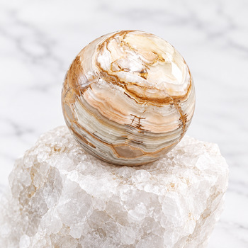 Polished Crystals: Banded Calcite Sphere