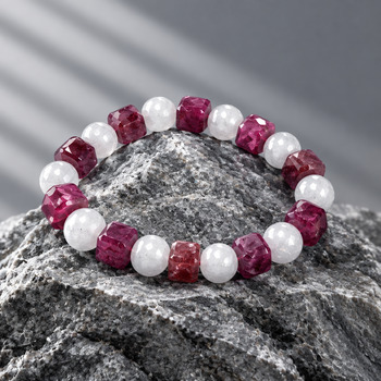 Bracelets: Grey Cats eye and Square faceted Garnet