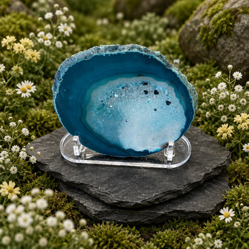 Raw Stones: Raw Dyed Blue agate slice