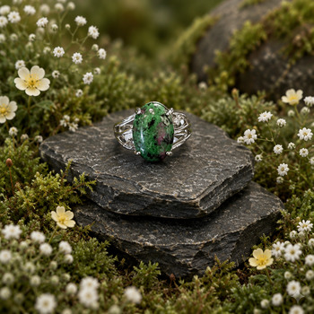 Rings: Ruby Zoisite Silver Adjustable Ring