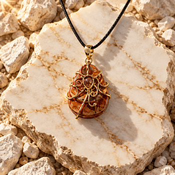 Pendants Necklaces: Orange Jasper Gold Pendant