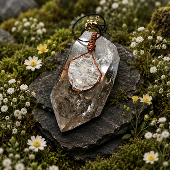 Pendants Necklaces: Crackled Quartz Copper Pendant