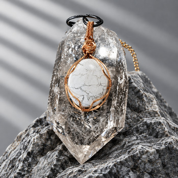 Pendants Necklaces: White Howlite Copper Pendant