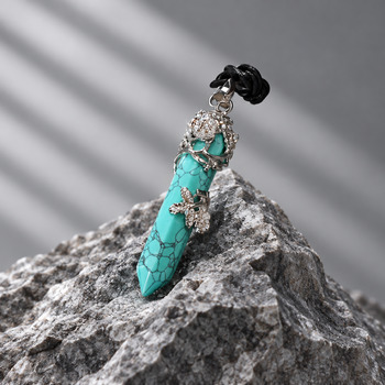 Pendants Necklaces: Turquoise Howlite Silver Pendant Point