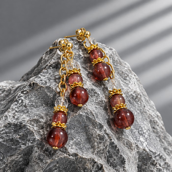 Jewellery Sets: Strawberry Quartz and Crackled Quartz Gold Earring Pendant and Bracelet
