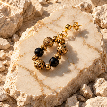 Jewellery Sets: Copper and Obsidian Pendant Earrings and Bracelet